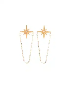 Boucles d'oreilles pendantes dore avec etoiles polaires strass en acier inoxydable