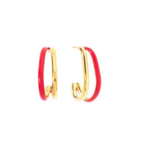 creoles duo dore et rouge acier inoxydable boutique bijoux toulouse