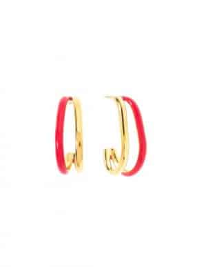creoles duo dore et rouge acier inoxydable boutique bijoux toulouse