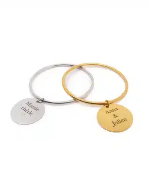 jonc fado petite et grande dore et argente pampille a graver