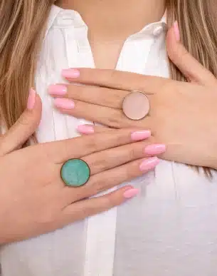 Bague Paloma Apatite et Quartz rose acier inoxydable pierres naturelles