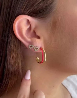 Creoles-en-acier-inoxydable-dore-et-émaillé-rouge-boutique-toulouse-bijoux