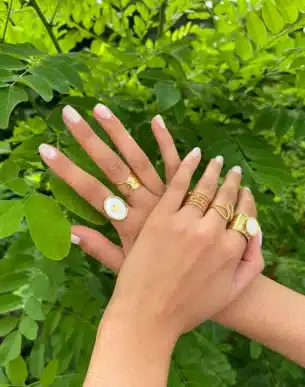 Bague Ovata dore acier inoxydable