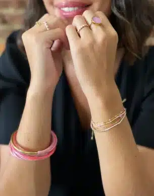 Bracelet pecas gold fuchsia