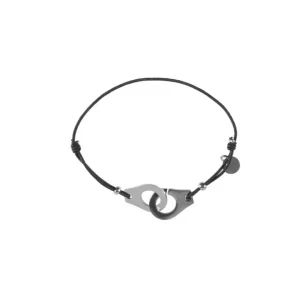 bracelet cordon noir menottes argente acier inoxydable boutique bijoux toulouse