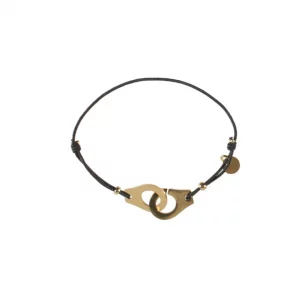 bracelet cordon noir menottes gold acier inoxydable boutique bijoux toulouse