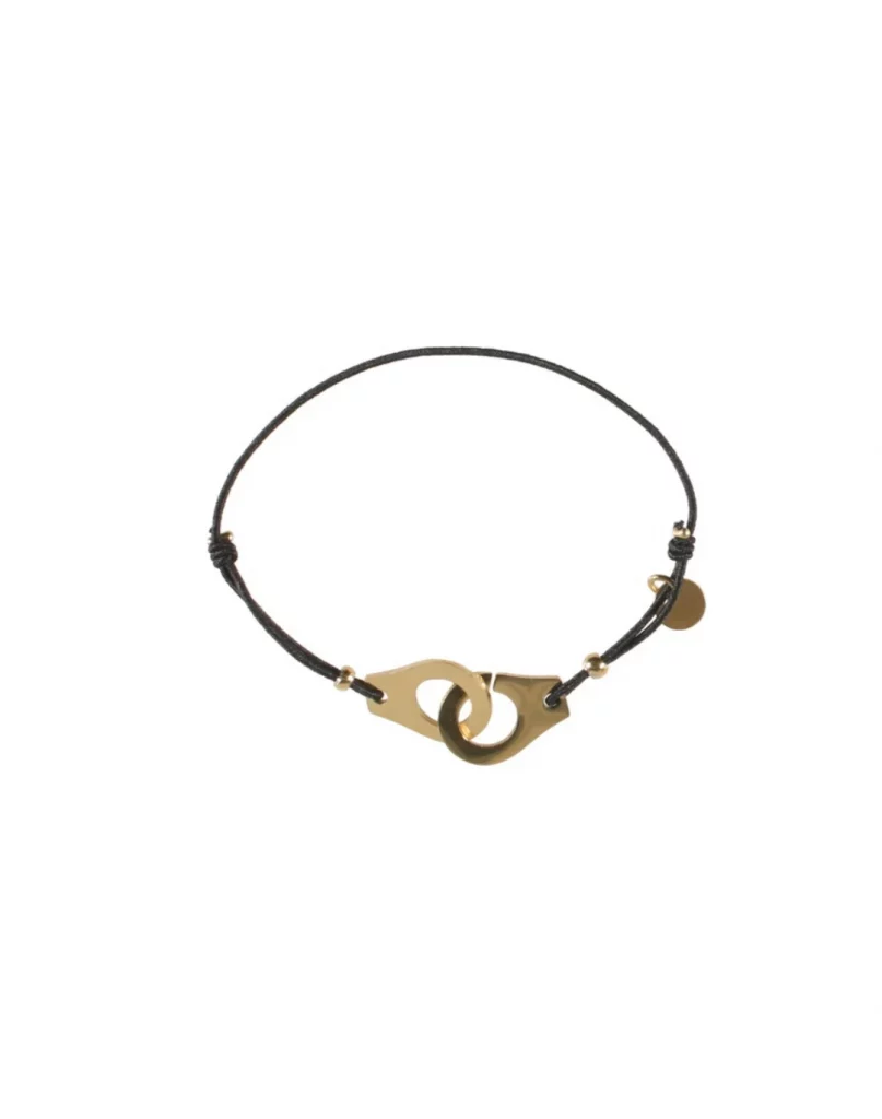 bracelet cordon noir menottes gold acier inoxydable boutique bijoux toulouse