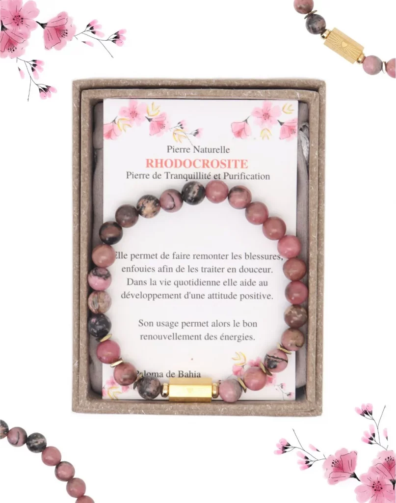 bracelet rhodochrosite pierre naturelle boite bijoux boutique toulouse