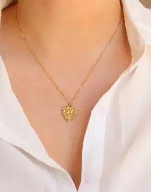 collier coração 15mm acier inoxydable dore mannequin