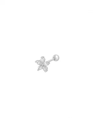 piercing fleur diams argenté acier inoxydable