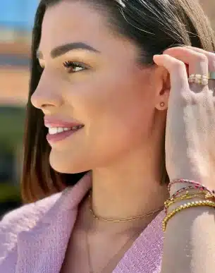 puces bolitas acier inoxydable dore sur mannequin boutique bijoux toulouse