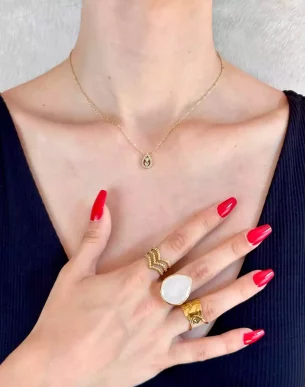 bague volitas acier inoxydable dore ajustable sur mannequin boutique bijoux toulouse