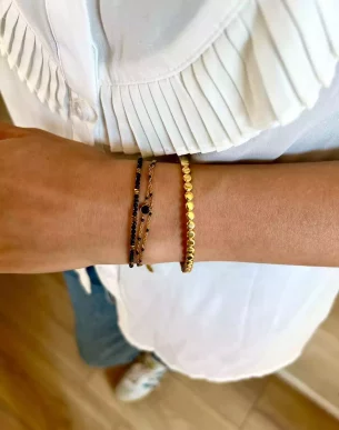 bracelet double acier inoxydable agate noire boutique bijoux toulouse