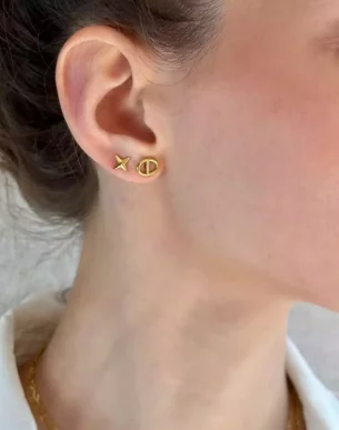 puces esme acier inoxydable dore sur mannequin boutique bijoux toulouse