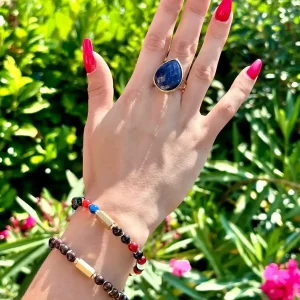 bracelet caixa Agate pierres naturelles acier inoxydable sur mannequin boutique bijoux toulouse