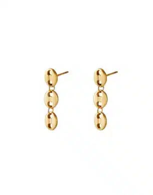 boucles longues dorée en forme de graines de café