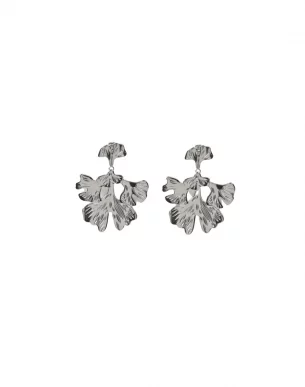 boucles longues ginkgo acier inoxydable argenté boutique bijoux toulouse