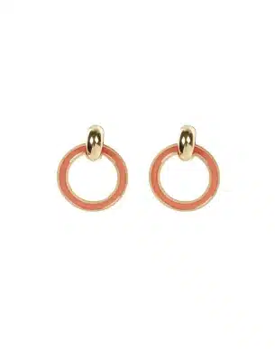 boucles sissy en acier inoxydable doré et email orange boutique bijoux toulouse