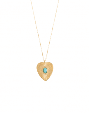 collier doré forme coeur avec centre en Apatite