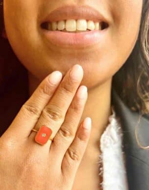 Bague Naranja en acier inoxydable dore mannequin bijoux toulouse