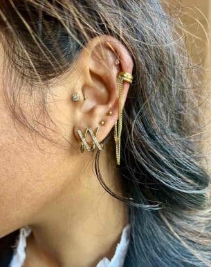 Earcuff tela acier inoxydable doré mannequin