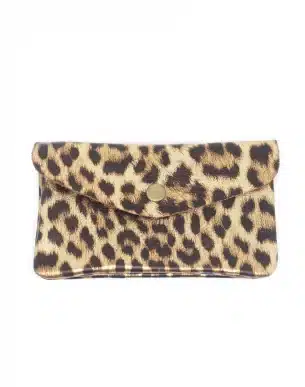 Porte Monnaie Vaca print animal Leopard en cuir italien bijoux boutique toulouse