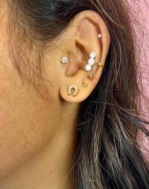 puces Cabalo acier inoxydable dore et strass mannequin