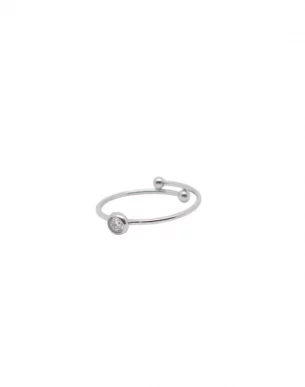 Bague Solitaria ajustable en acier inoxydable argente et Strass bijoux boutique toulouse