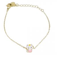 Bracelet pour enfant dore avec pendentif tête de chat